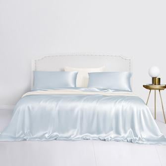 silk bed linen set_alice blue/ivory