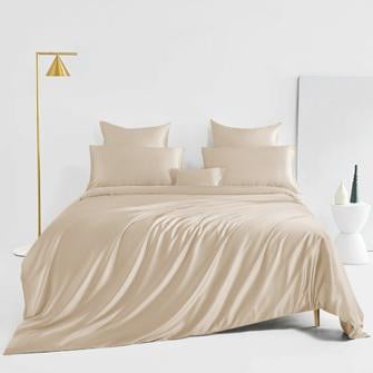 silk bed linen set_beige