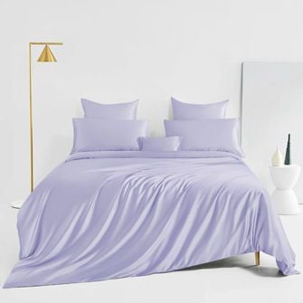 lavender blue silk bed linens