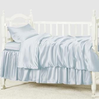 silk crib bedding set_alice blue