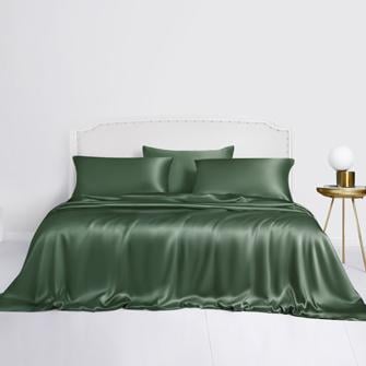 silk duvet cover set (premium)_green