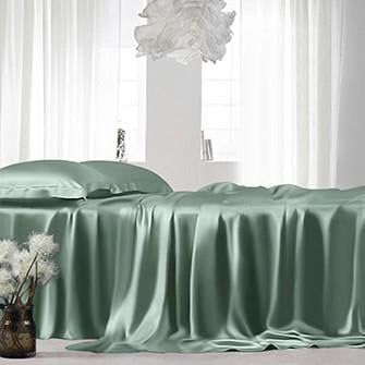 silk flat sheet_celadon green