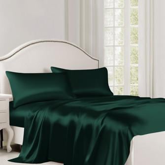 silk flat sheet_dark green