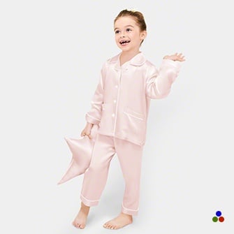 silk kids pajamas_light pink/ivory