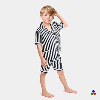 short silk pajama for kids_navy stripe
