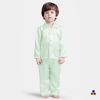 pijamas de seda pura para niños_light cyan