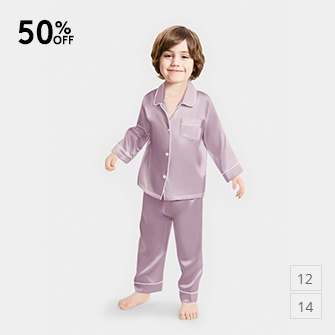 silk pajama set for kids-thistle/ivory