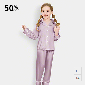 silk pajama sets for kids_thistle/ivory color
