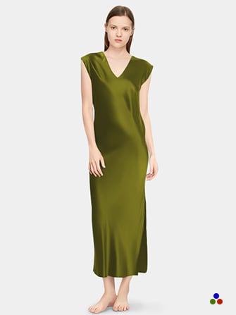 silk nightgown_dark olive green