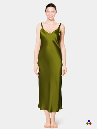 elegant silk nightdress_dark olive green