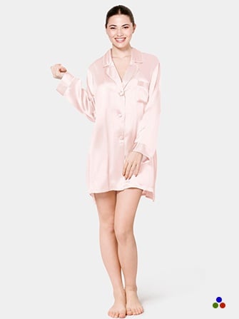silk sleepshirt_light pink/white