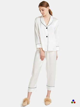 pyjama-sets aus reiner seide_white/black
