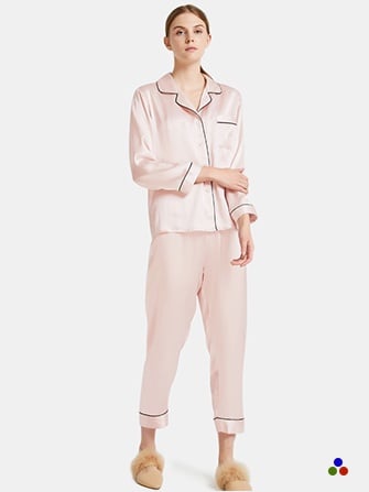 silk pajama sets_light pink/black