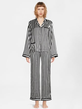 striped silk pajama set
