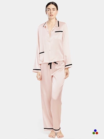 silk pajamas_light pink/black