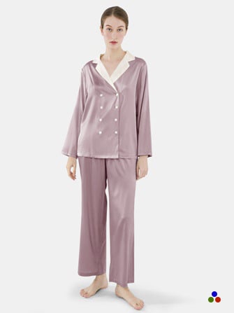 luxury silk pajamas_thistle color