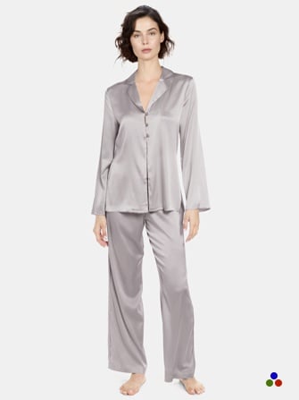 silk pajama set_silver color