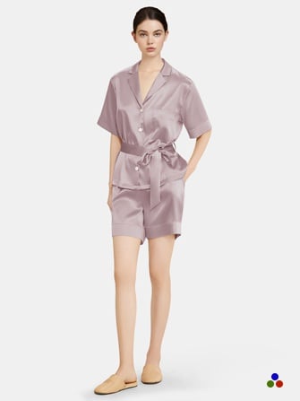 short silk pajama set_thistle color