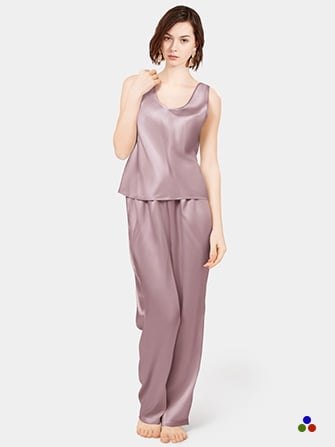 women's silk pajama set_cappuccino