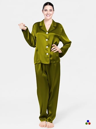 pyjama en soie_dark olive green