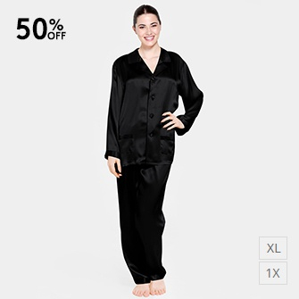 silk pajamas-black