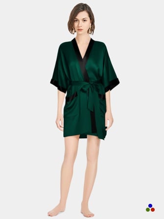 silk robe_dark green/black