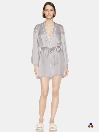 short silk belted robe_silver/ivory