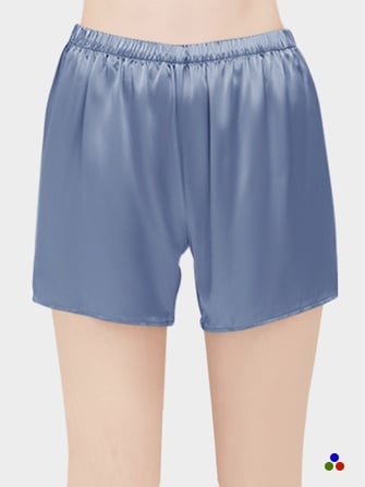 soft silk pajama shorts_dark pastel blue