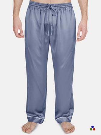 luxury silk pajama pants_dark pastel blue/ivory