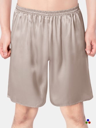 silk pajama shorts for men_beige