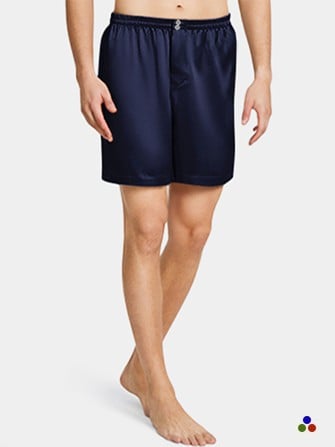 silk pajama shorts for men_navy