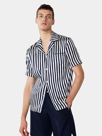 silk pajama shirt for men_navy-stripe