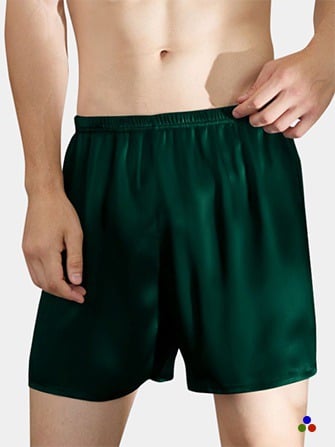 silk pajama shorts_dark green
