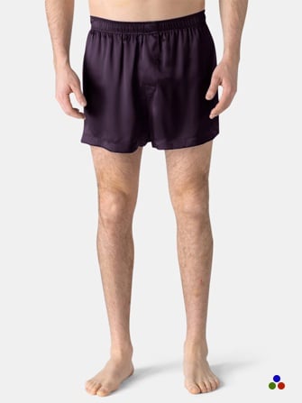 mens pure silk pajama shorts_dark purple