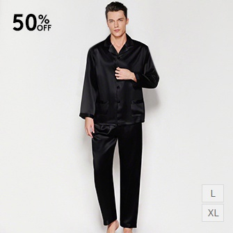 silk pajama set for men_black color