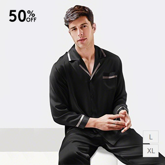 silk pajama set for men-black/slate gray