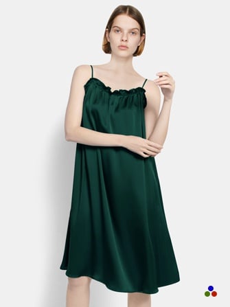 pure charmeuse silk slip-dark green