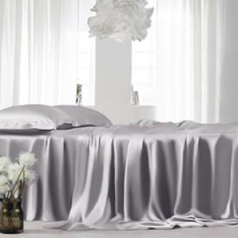 mulberry silk sheets set_silver