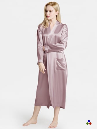 luxury long silk robe for women_thistle
