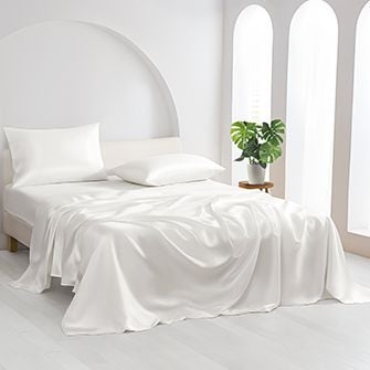 juego de sábanas de cama de seda_white