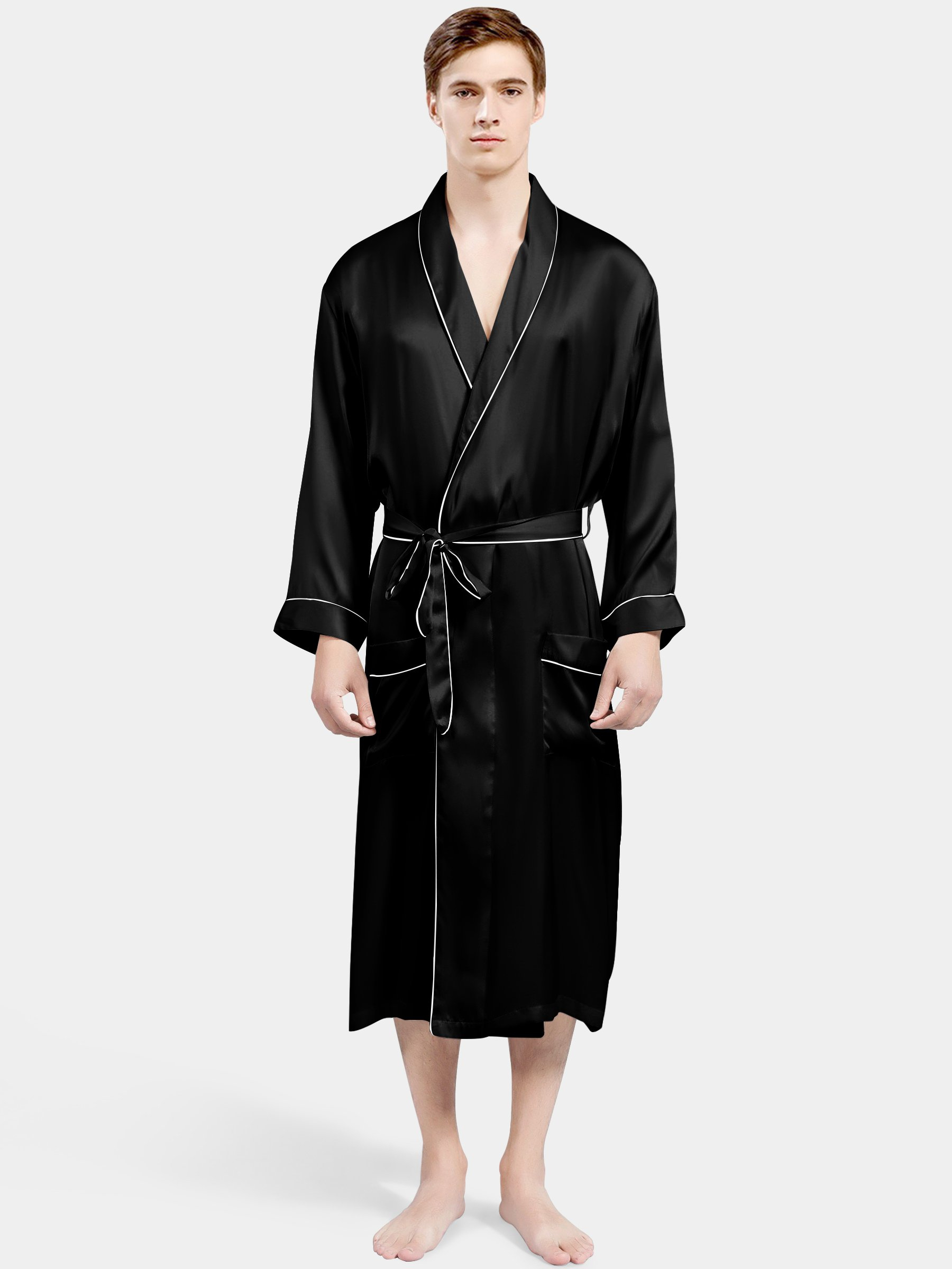 black silk dressing gown mens Fleur du Mal | Silk Jacquard Robe | Black