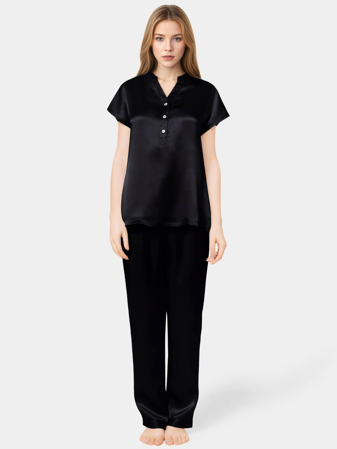 Short Sleeves Silk Pyjamas for Lounging