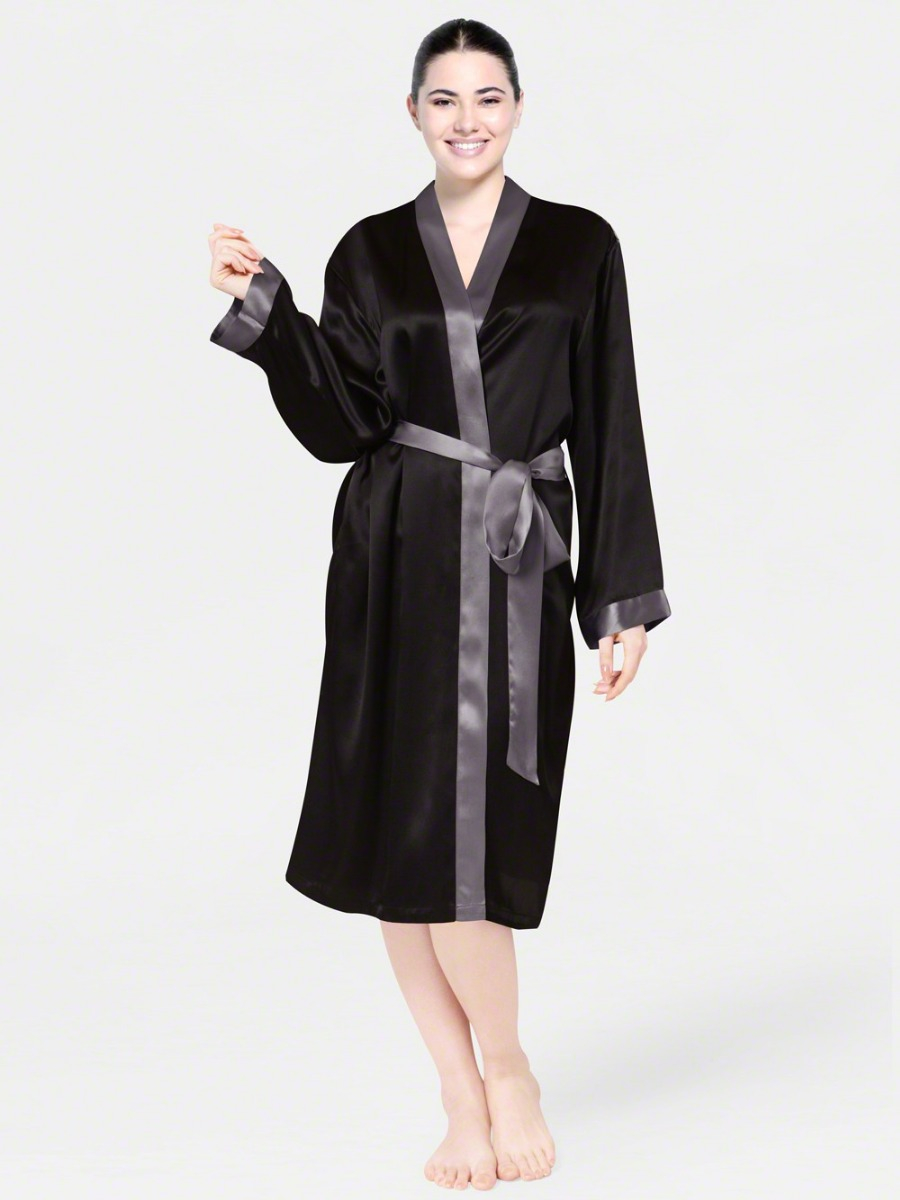 silk dressing robes Men Silky Satin Kimono Robe Soft Dragon Dressing Gown Bathrobe Male Lounge Home Wear Sleepwear Plus Size M-7XL,Black,M at Amazon Men's Clothing store