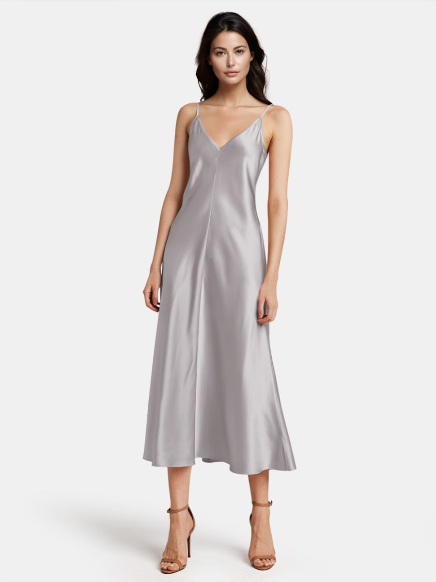 Silk Long Dress, Dusty Lilac Silk Long Dress, Dusty Lilac