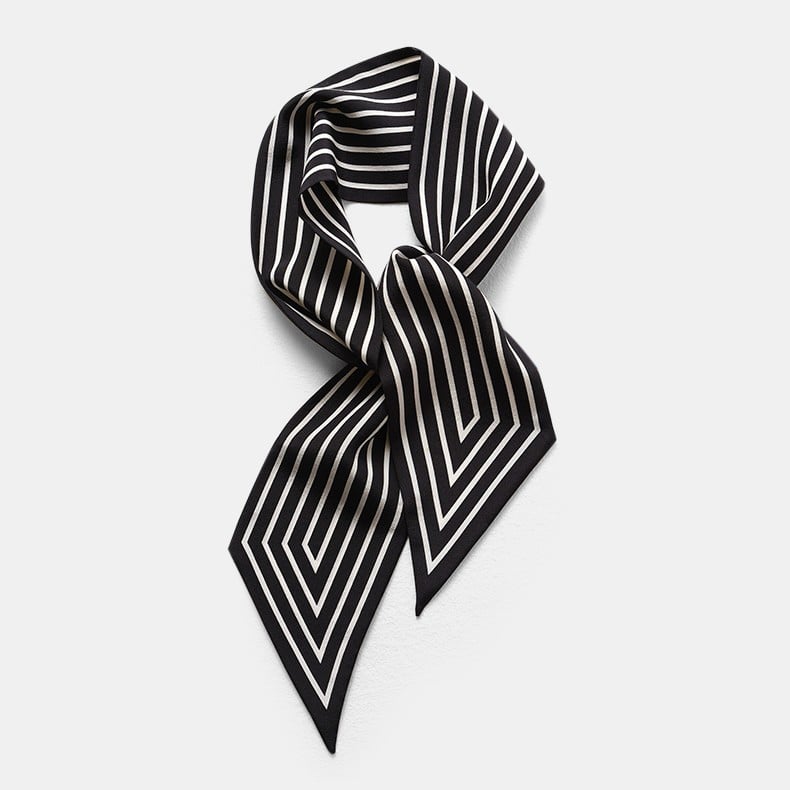 Exquisite Satin Silky‎ Chic Style Black White Selection Twillys Black & White Logo Silk Twilly Scarf | TURK & TURK main image 3