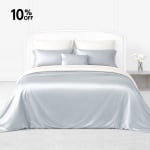 silk bed linen set_alice blue/ivory