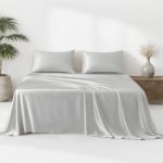 4pcs Light Gray Silk Sheet Set