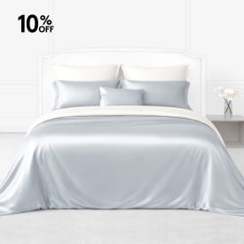 silk bed linen set_alice blue/ivory