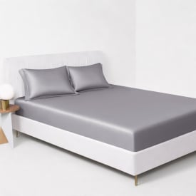 silk fitted sheet_silver