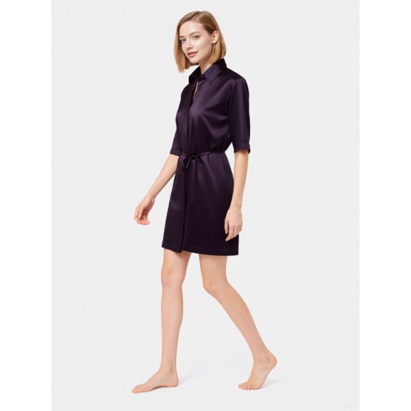 purple silk shirt dress Cotton and silk jacquard shirt dress